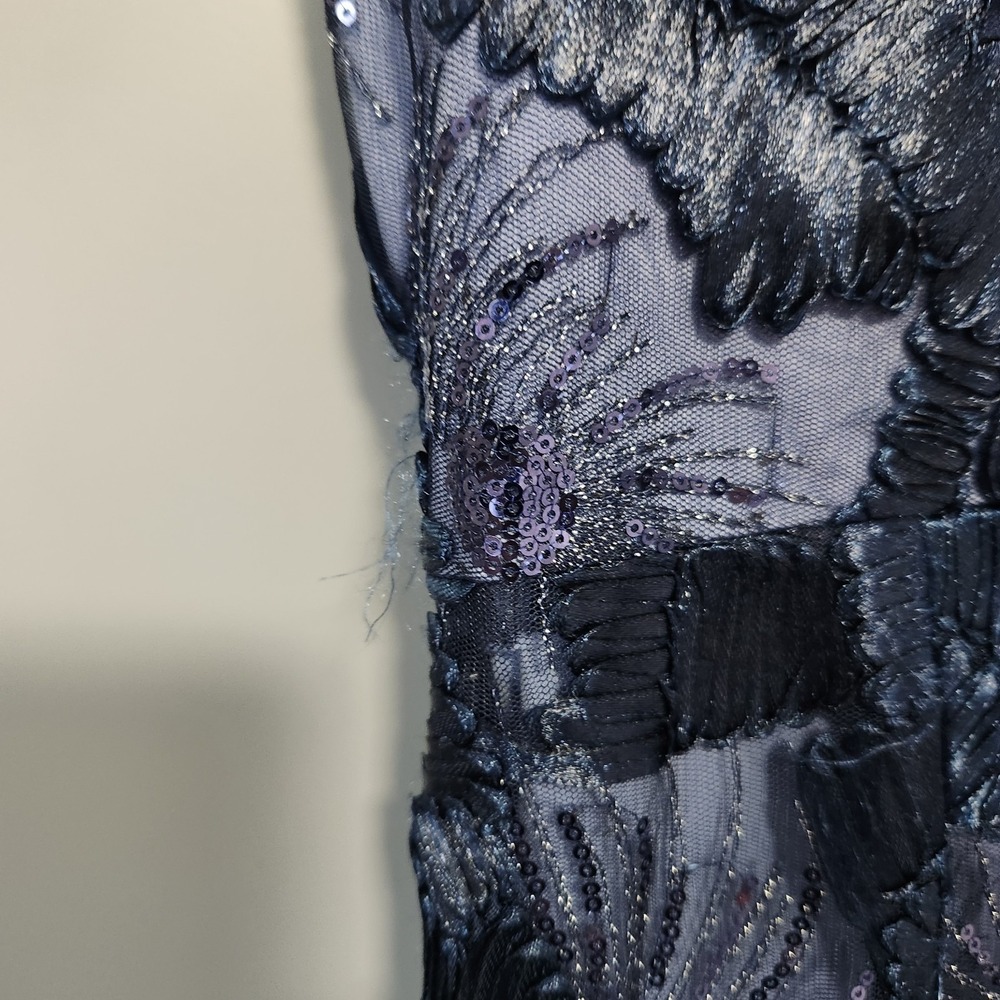 Betsy & Adam Midnight Navy Floral Lace Maxi Dress - Picture 5 of 10